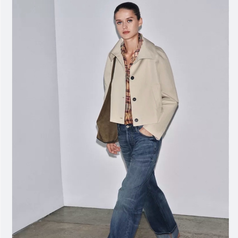 Zara Beige Trench Coat with Black Buttons